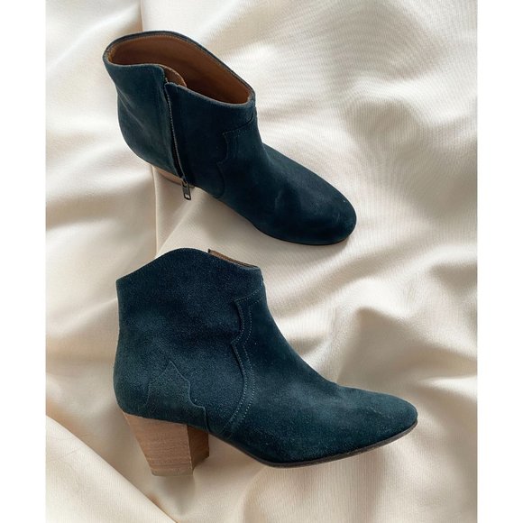 Isabel Marant Dark Green Suede Ankle Boots - Picture 5 of 6